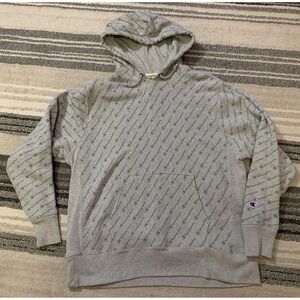 Champion Gray Mens Reverse Weave Hooded Sweatshirt Heavy Hoodie  size XL